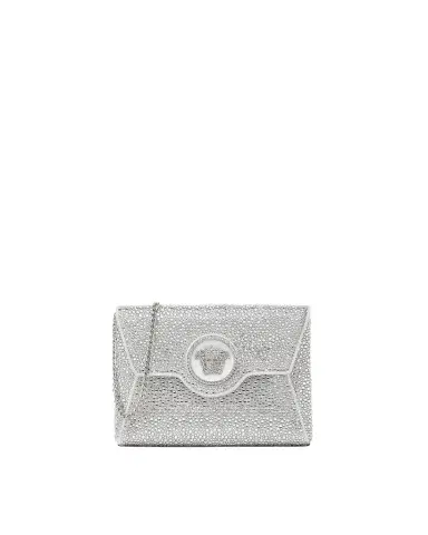 Versace La Medusa Embellished Satin Clutch | Thumbnail 1 Versace La Medusa Embellished Satin Clutch | Thumbnail 1