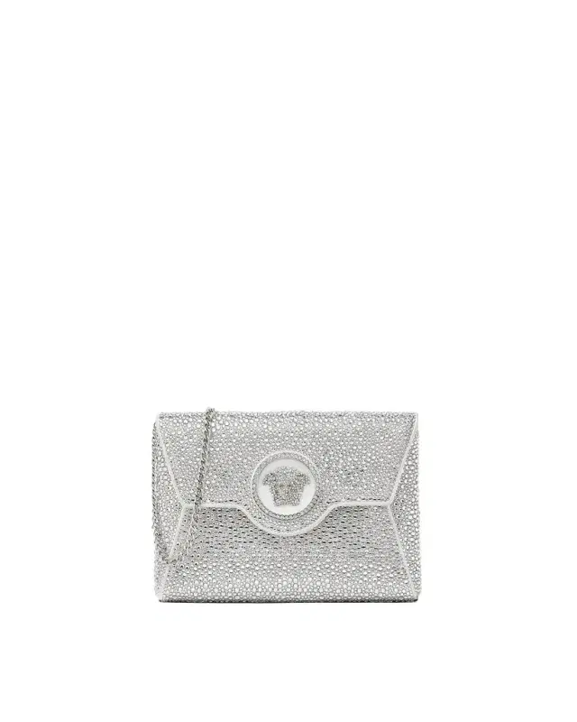 Versace La Medusa Embellished Satin Clutch
