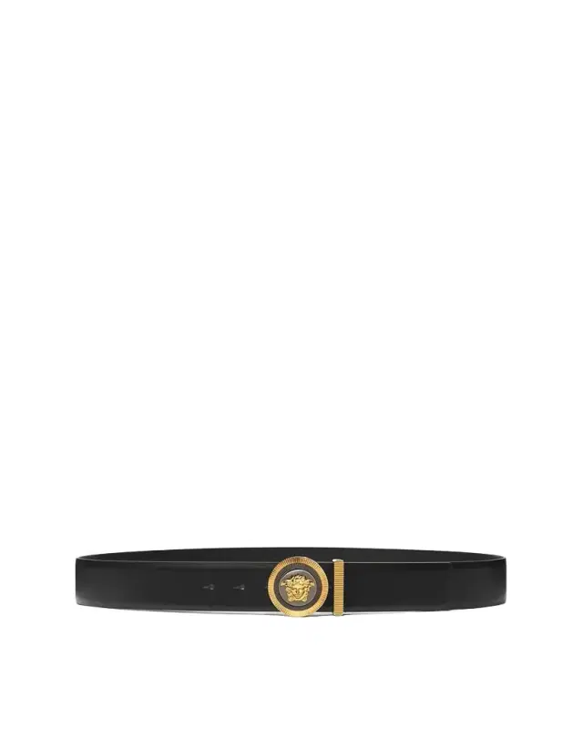 Versace Medusa Biggie Leather Belt 1.6"