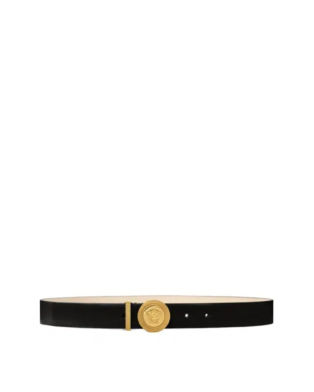 Versace Medusa Biggie Leather Belt 1.2"