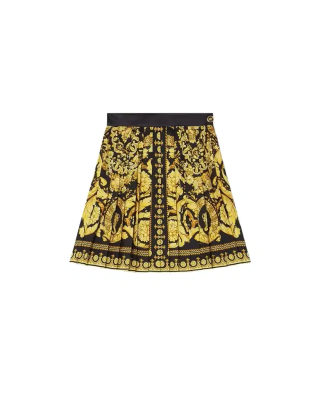 Versace Printed Silk Twill Pleated Mini Skirt