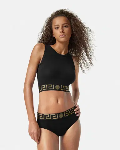 Versace Jacquard Cotton-Jersey Crop Top | Thumbnail 2 Versace Jacquard Cotton-Jersey Crop Top | Thumbnail 2