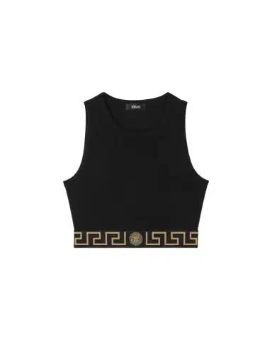 Versace Jacquard Cotton-Jersey Crop Top | Thumbnail 1 Versace Jacquard Cotton-Jersey Crop Top | Thumbnail 1