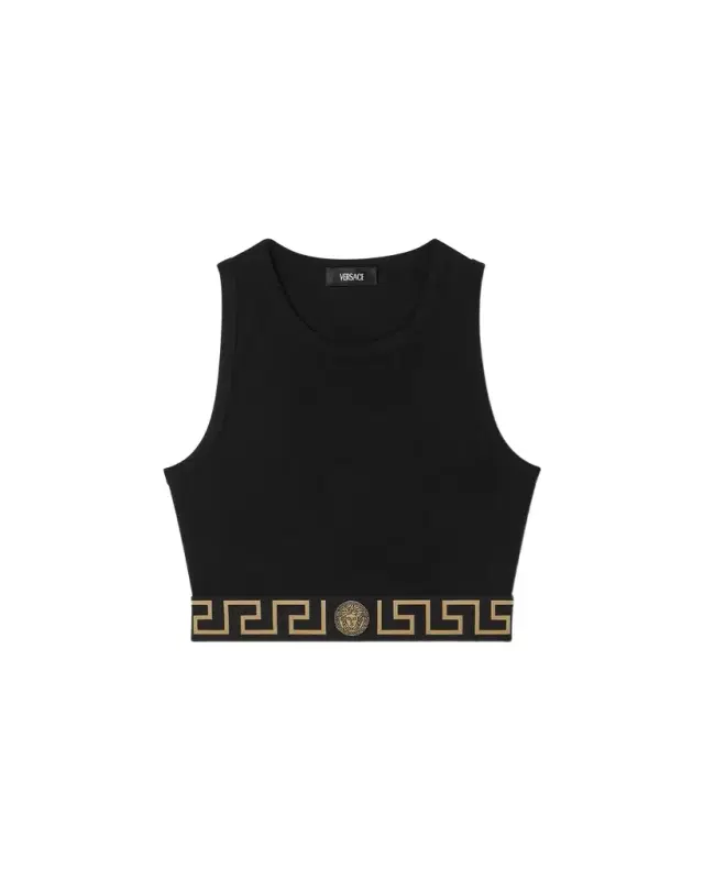 Versace Jacquard Cotton-Jersey Crop Top