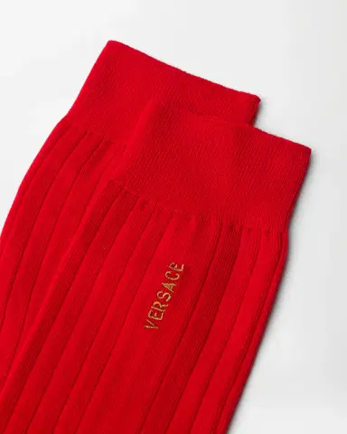 Versace Embroidered Cotton Ribbed Socks | Thumbnail 2