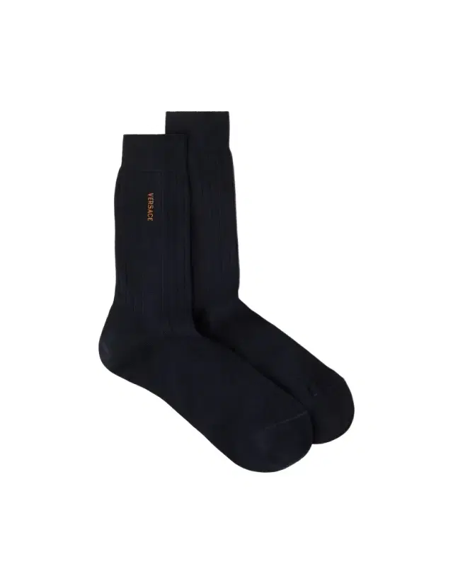 Versace Embroidered Cotton Ribbed Socks