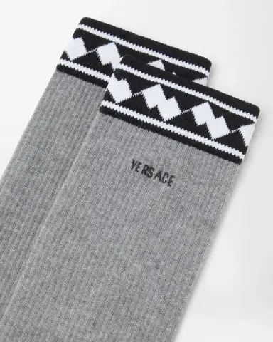 Versace Embroidered-Logo Cotton Ribbed Socks | Thumbnail 2 Versace Embroidered-Logo Cotton Ribbed Socks | Thumbnail 2
