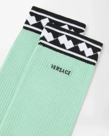 Versace Embroidered-Logo Cotton Ribbed Socks | Thumbnail 2