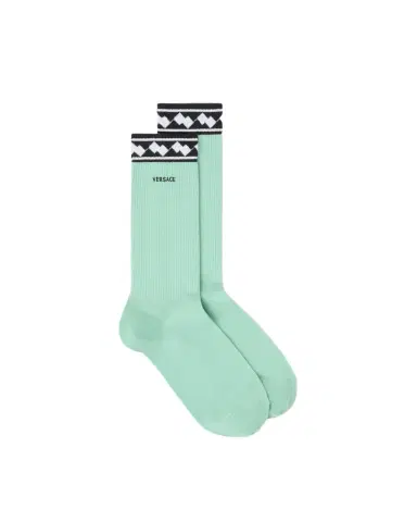 Versace Embroidered-Logo Cotton Ribbed Socks | Thumbnail 1