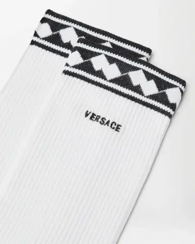 Versace Embroidered-Logo Cotton Ribbed Socks | Thumbnail 2 Versace Embroidered-Logo Cotton Ribbed Socks | Thumbnail 2