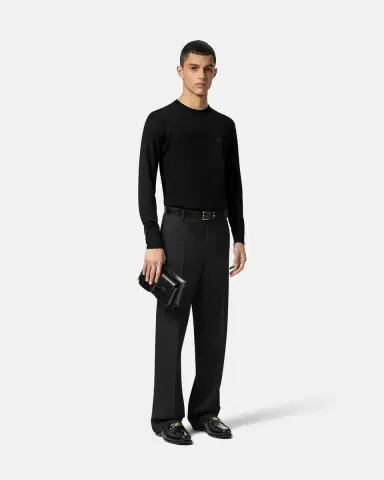 Versace Embroidered Wool-Blend Knit Sweater | Thumbnail 2 Versace Embroidered Wool-Blend Knit Sweater | Thumbnail 2