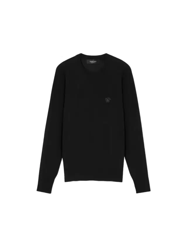 Versace Embroidered Wool-Blend Knit Sweater