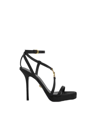 Versace Medusa '95 Embellished Satin Sandals 115 mm | Thumbnail 1 Versace Medusa '95 Embellished Satin Sandals 115 mm | Thumbnail 1