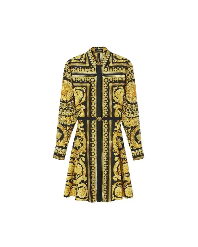 Versace Printed Silk Twill Mini Shirt Dress