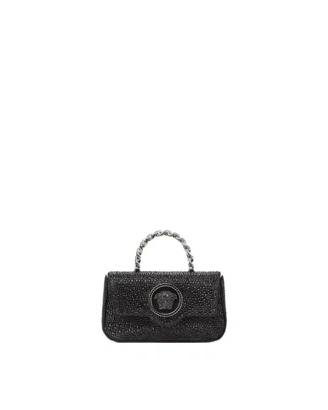 Versace La Medusa Embellished Satin Mini Bag