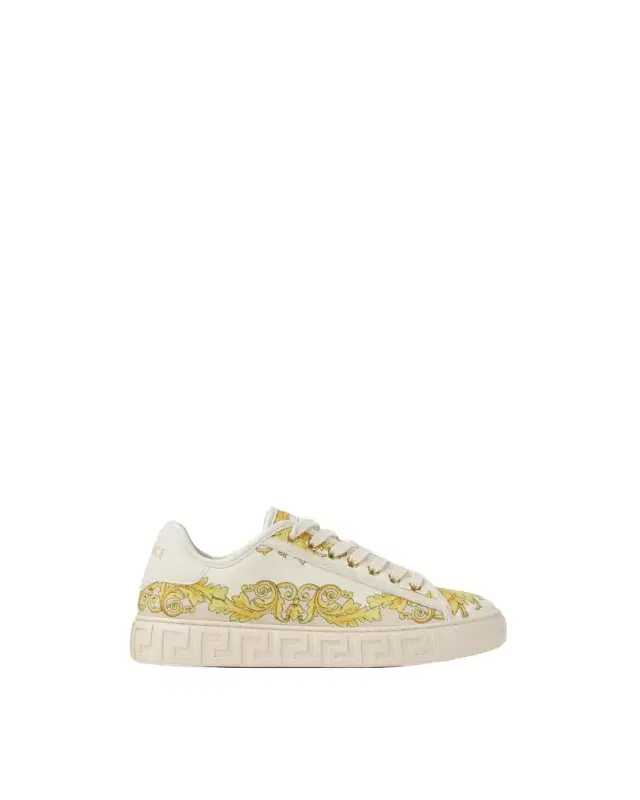 Versace Greca Printed Silk Twill Sneakers