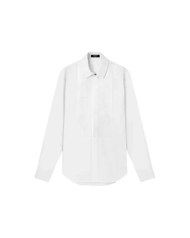 Versace Embroidered Cotton-Poplin Evening Shirt