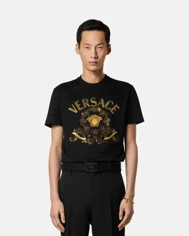 Versace Embroidered Cotton-Jersey Slim T-Shirt | Thumbnail 2