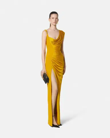 Versace Viscose Liquid Jersey Draped Gown | Thumbnail 2