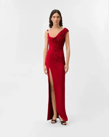 Versace Viscose Liquid Jersey Draped Gown | Thumbnail 2