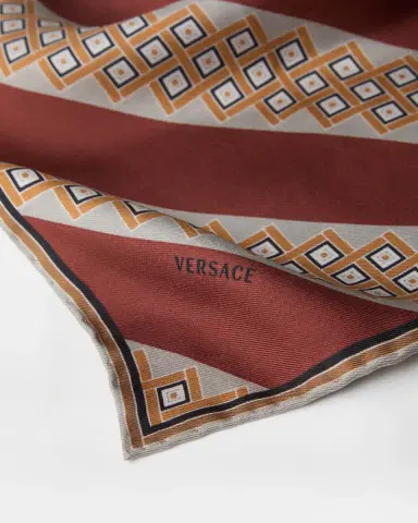 Versace Printed Silk Twill Pocket Square | Thumbnail 2 Versace Printed Silk Twill Pocket Square | Thumbnail 2