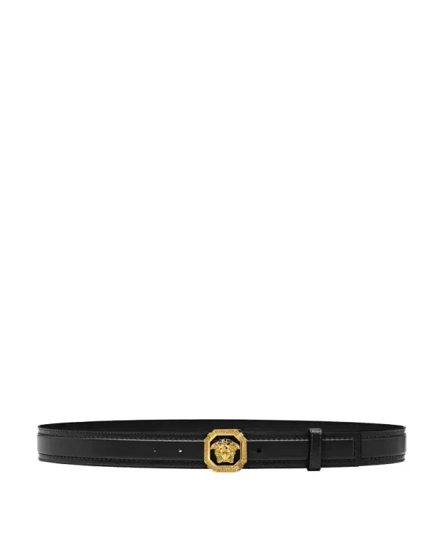 Versace La Medusa Leather Belt 1.4"