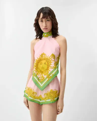 Versace Printed Cotton & Silk Voile Cover-Up Top | Thumbnail 2
