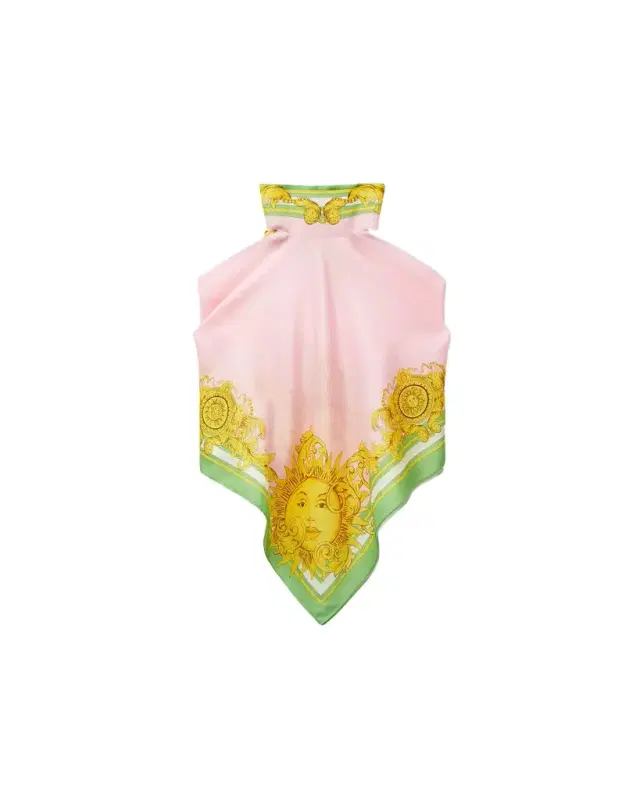 Versace Printed Cotton & Silk Voile Cover-Up Top