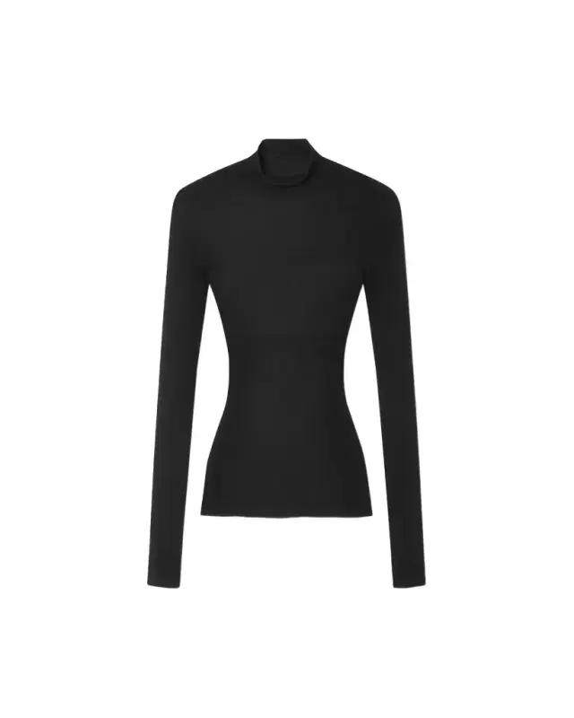 Versace Merino Wool Fitted Ribbed Knit Top