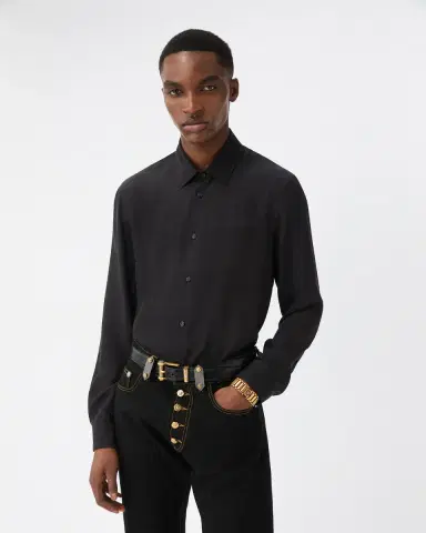 Versace Jacquard Silk Crêpe Satin Silk Shirt | Thumbnail 2 Versace Jacquard Silk Crêpe Satin Silk Shirt | Thumbnail 2