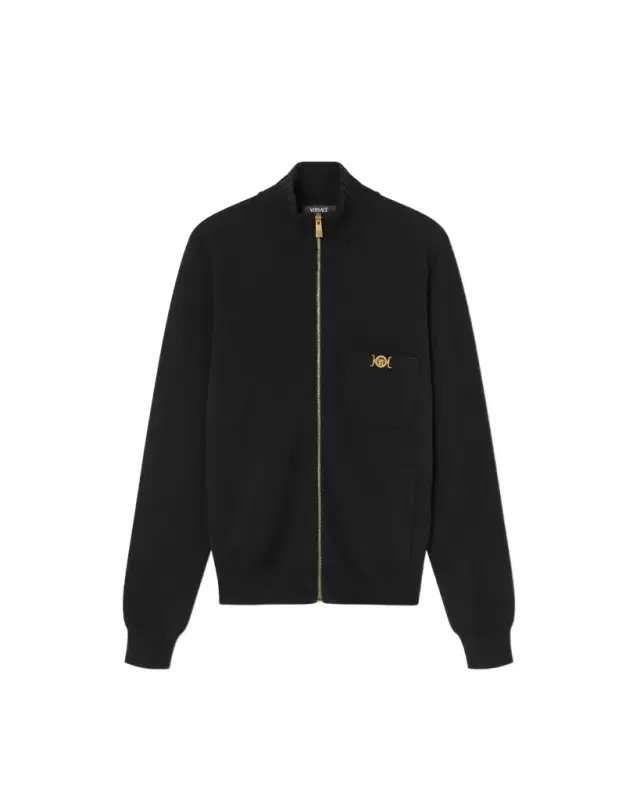 Versace Cashmere-Cotton Knit Zip Sweater