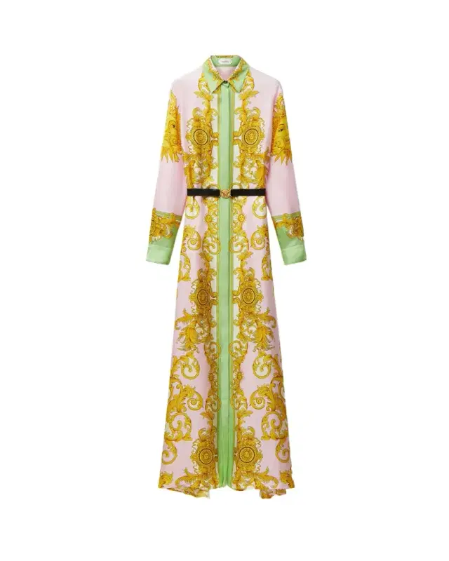 Versace Printed Silk Twill Long Dress