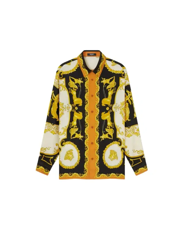 Versace Printed Silk Twill Regular Shirt
