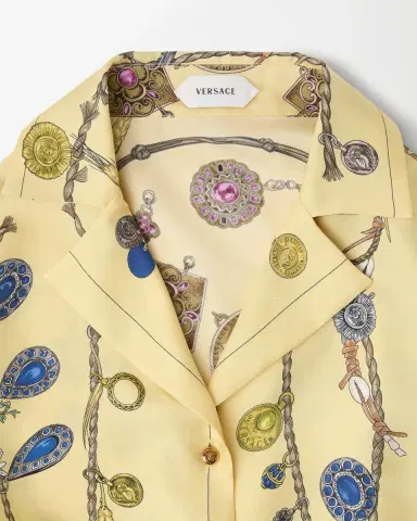 Versace Printed Crop Silk Twill Shirt | Thumbnail 2 Versace Printed Crop Silk Twill Shirt | Thumbnail 2