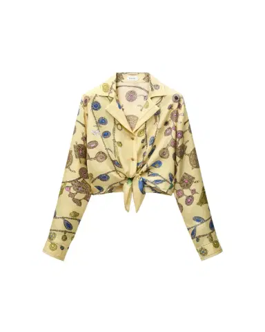 Versace Printed Crop Silk Twill Shirt | Thumbnail 1 Versace Printed Crop Silk Twill Shirt | Thumbnail 1
