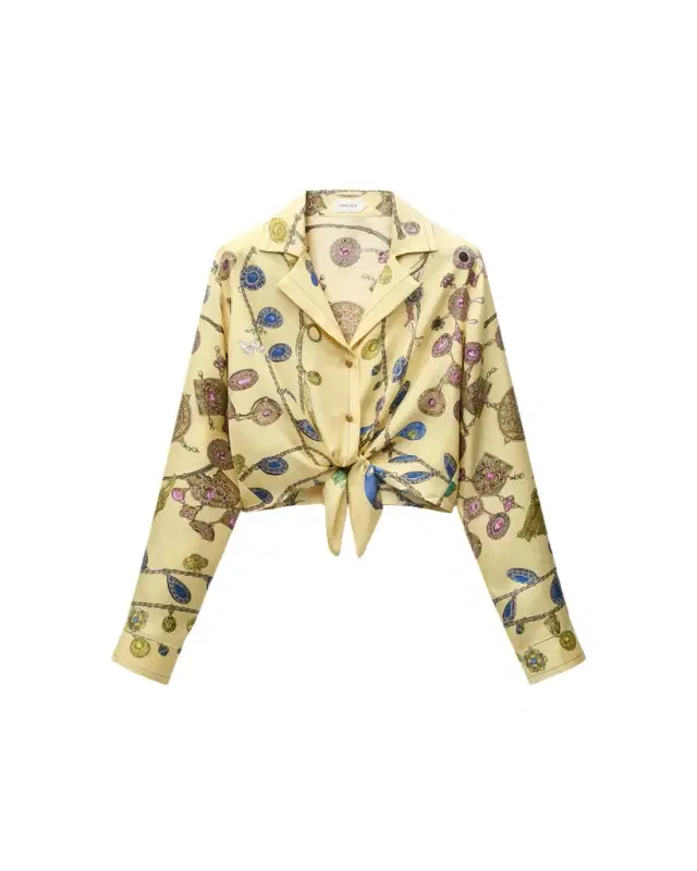 Printed Crop Silk Twill Shirt