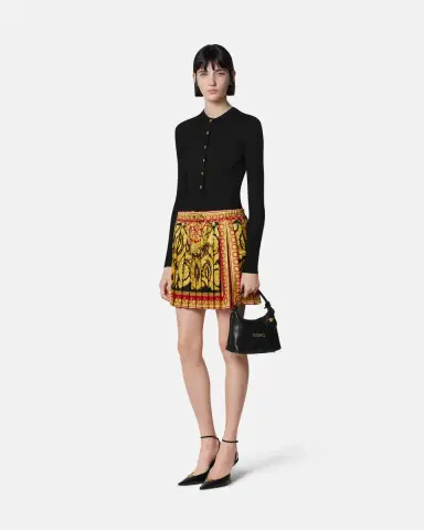 Versace Merino Wool Ribbed Knit Henley Top | Thumbnail 2