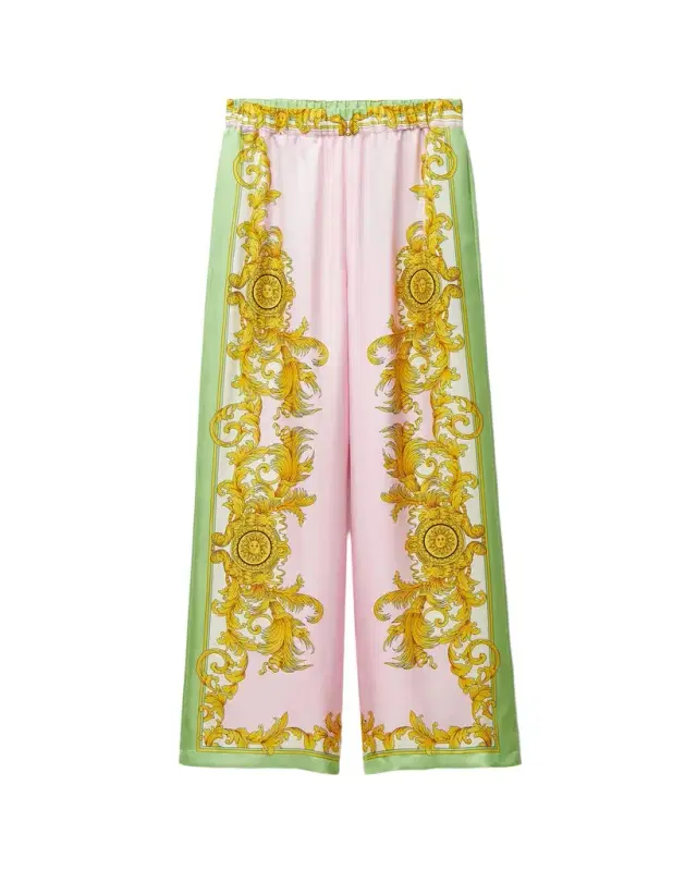 Versace Printed Silk Twill Pajama-Style Pants