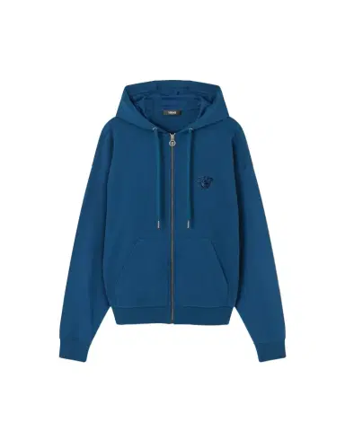 Versace Embroidered Cotton-Jersey Zip Hoodie | Thumbnail 1