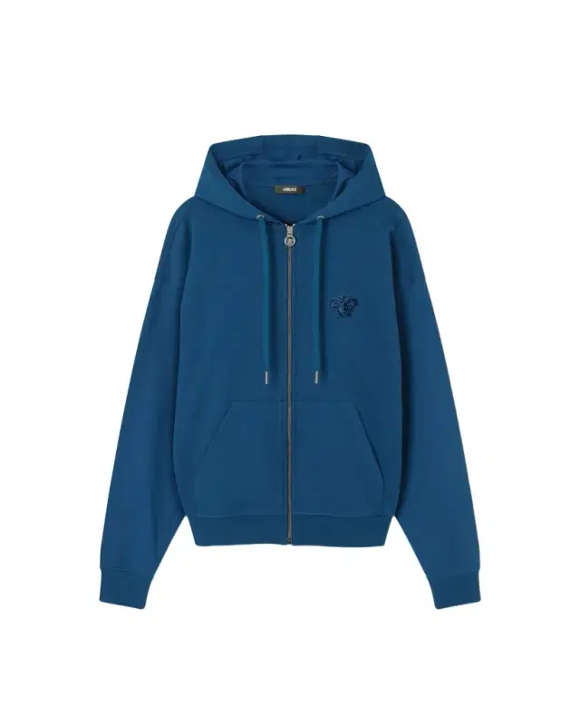 Versace Embroidered Cotton-Jersey Zip Hoodie