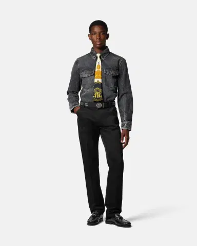 Versace Printed-Foulard Denim Overshirt | Thumbnail 2