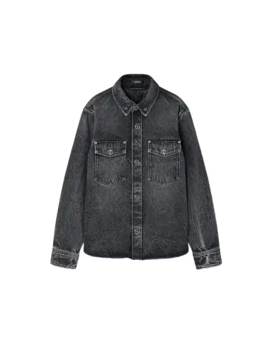 Versace Printed-Foulard Denim Overshirt | Thumbnail 1