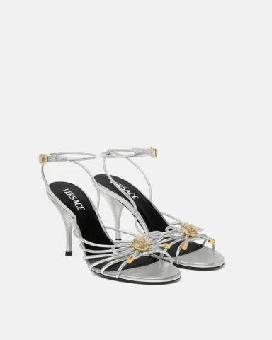 Versace Opera Bow Metallic Sandals 85 mm | Thumbnail 2 Versace Opera Bow Metallic Sandals 85 mm | Thumbnail 2