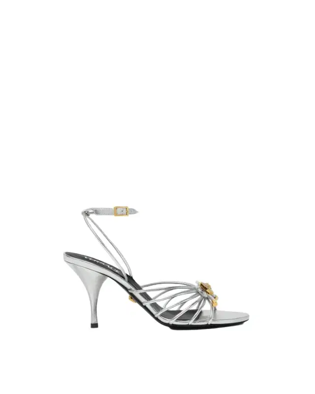 Versace Opera Bow Metallic Sandals 85 mm