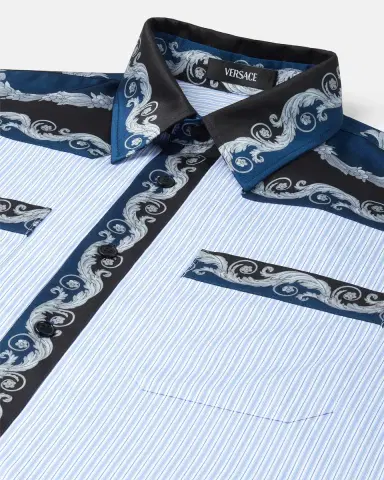 Versace Printed Striped Cotton-Poplin Shirt | Thumbnail 2