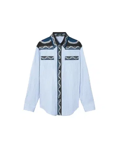 Versace Printed Striped Cotton-Poplin Shirt | Thumbnail 1