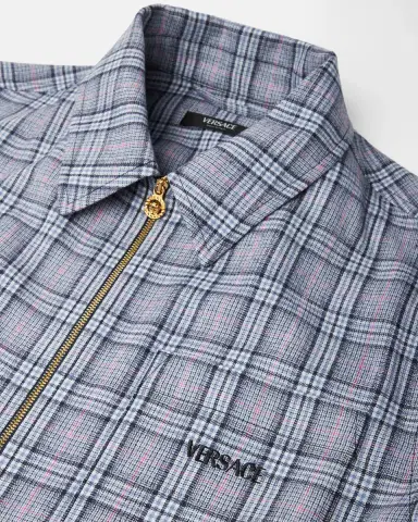 Versace Checked Wool Flannel Zip Overshirt | Thumbnail 2