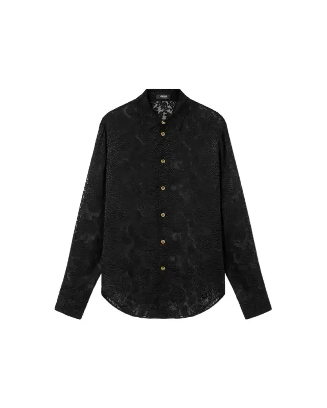 Versace Python-Devoré Silk-Blend Evening Shirt