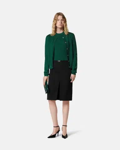 Versace Jacquard Viscose Knit Fitted Cardigan | Thumbnail 2