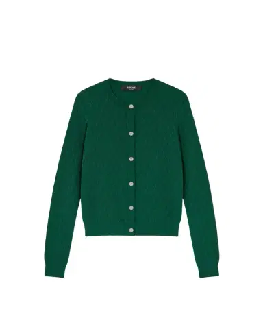 Versace Jacquard Viscose Knit Fitted Cardigan | Thumbnail 1